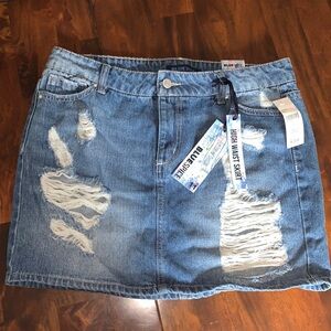 High waisted denim skirt